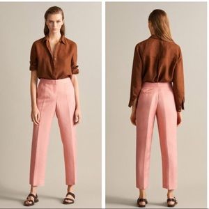NWT. Massimo Dutti Pink Cropped Trousers. Size 6.
